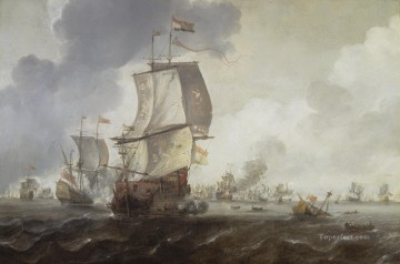 Buque de guerra Painting - Reinier Nooms Una batalla de las batallas navales de la primera guerra holandesa